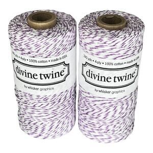 NEW Pack (2)  Bakers Twine 100% Cotton 240 Yards, 4 PLY Purple White Stripe NWT
